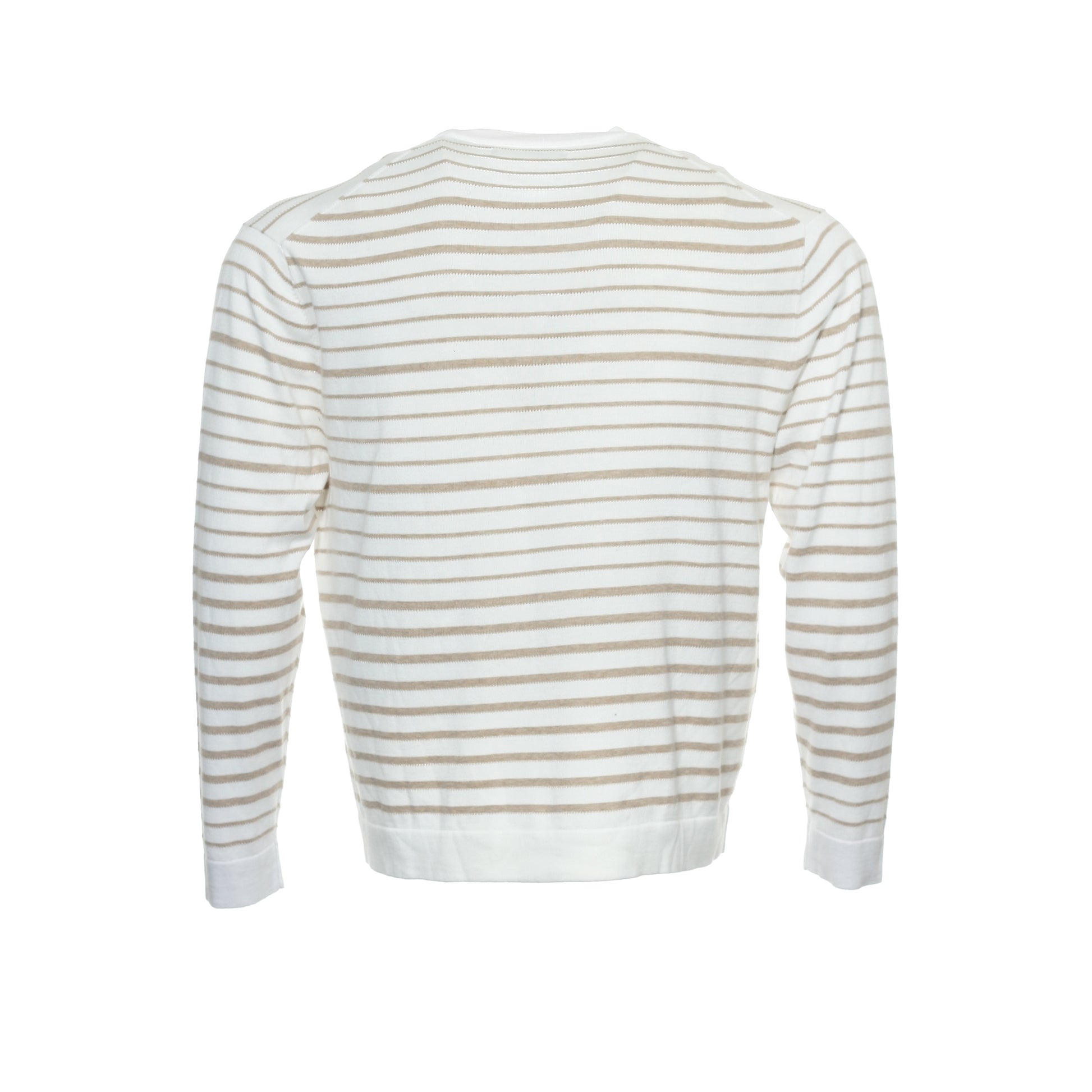 Perry Ellis Mens Camel Striped Crew Neck Sweater
