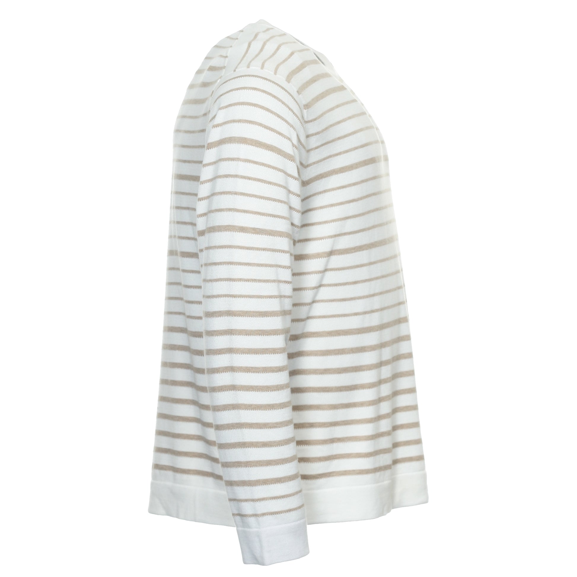 Perry Ellis Mens Camel Striped Crew Neck Sweater