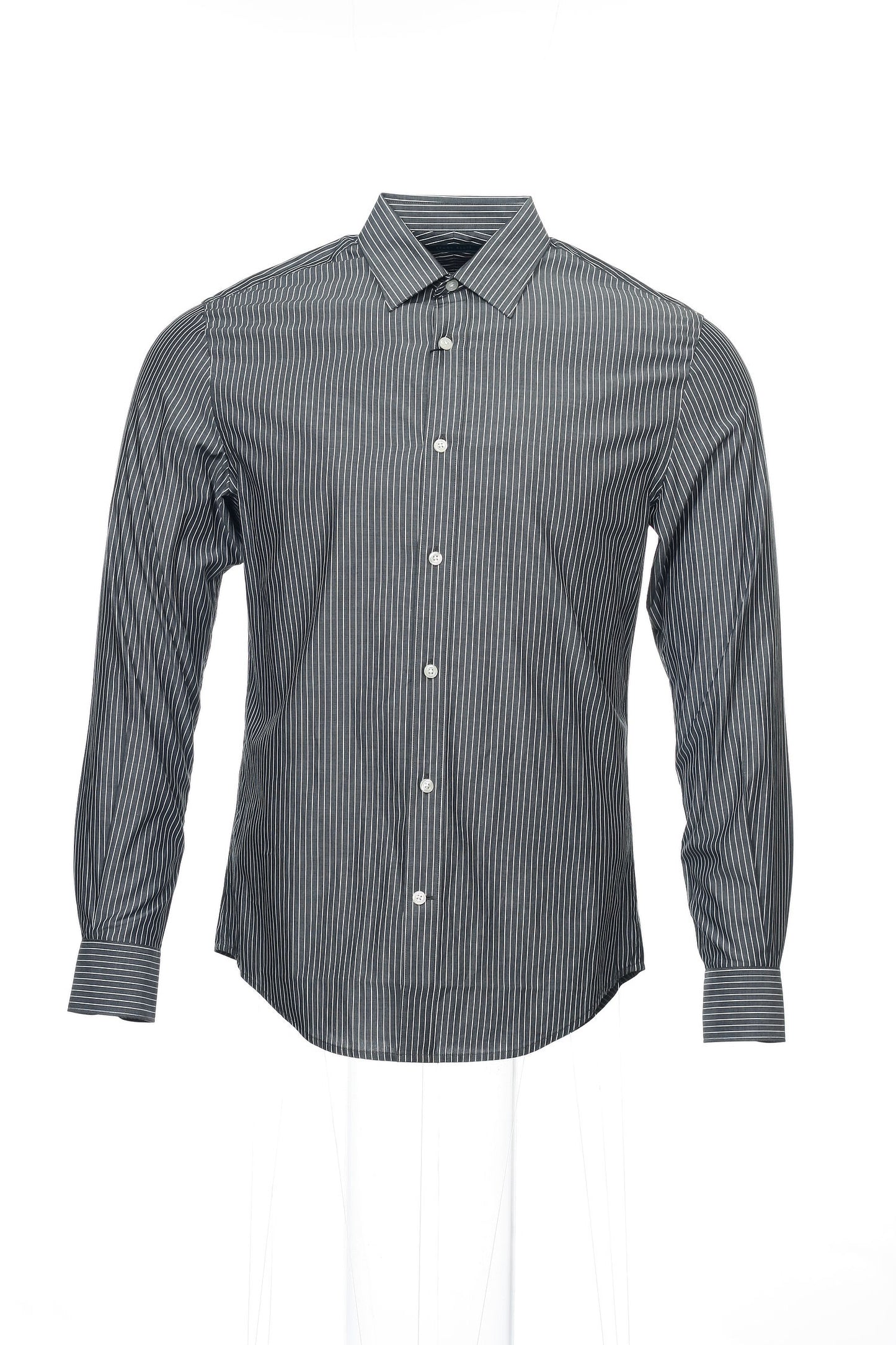 Perry Ellis Men's Gray Vertical Striped Button Down Shirt