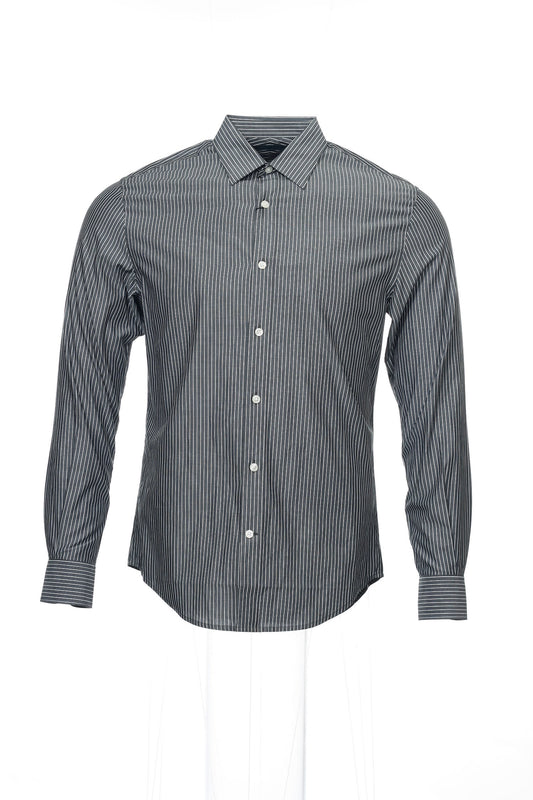Perry Ellis Men's Gray Vertical Striped Button Down Shirt