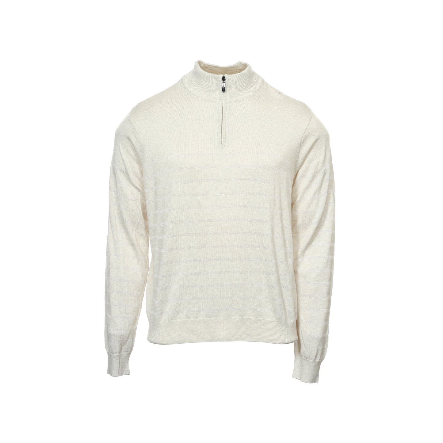 Perry Ellis Mens Oatmeal Heather Striped 1/2 Half Zip Sweater