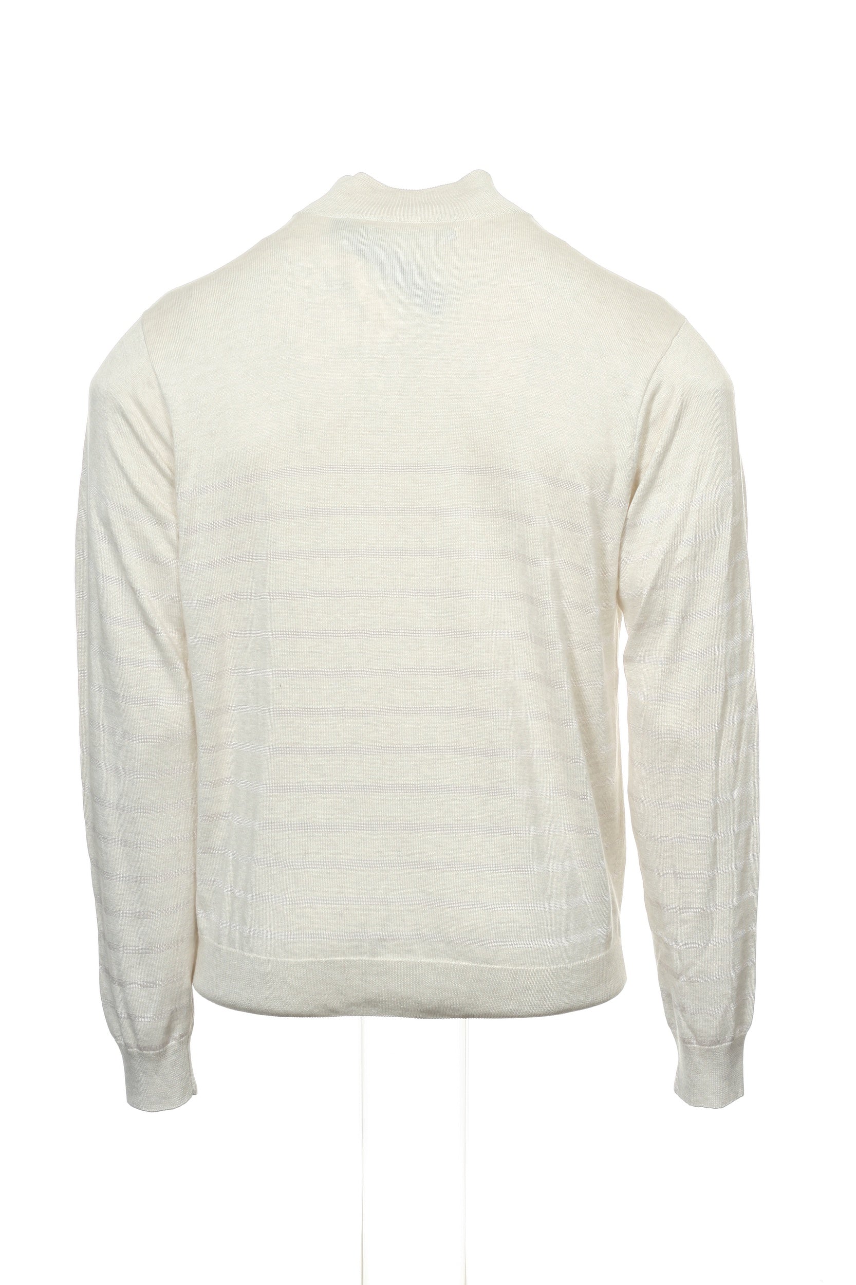 Perry Ellis Mens Oatmeal Heather Striped 1/2 Half Zip Sweater