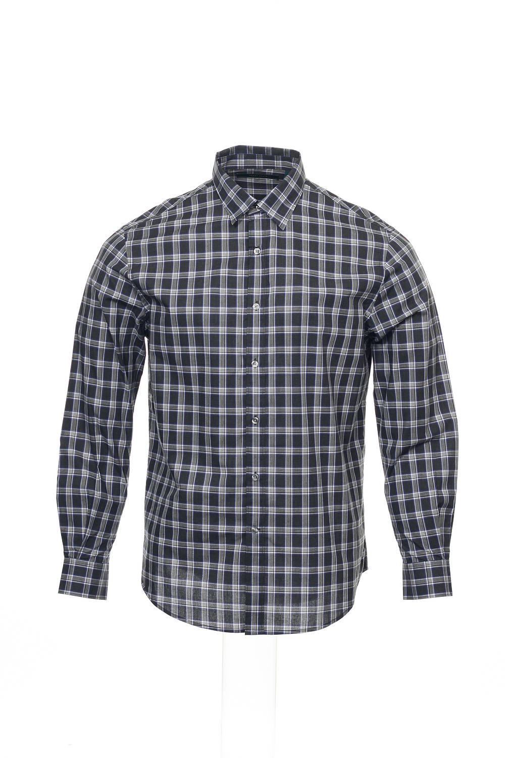 Perry Ellis Men's Gray Window Pane Button Down Shirt