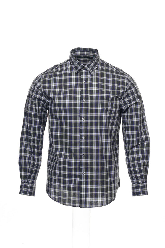 Perry Ellis Men's Gray Window Pane Button Down Shirt