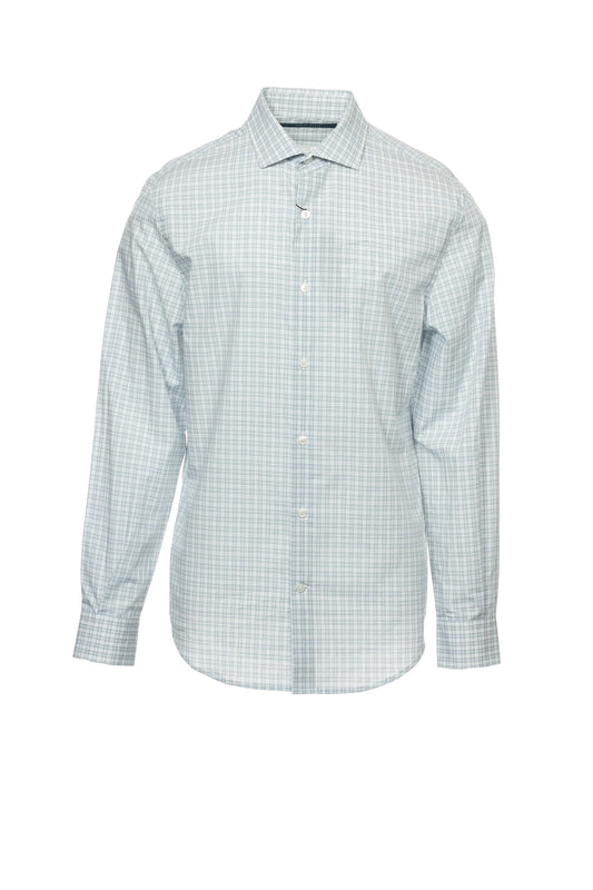 Perry Ellis Men's Blue Window Pane Button Down Shirt