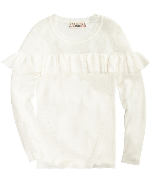 Pink Republic Girls Crew Neck Ruffle Sweater