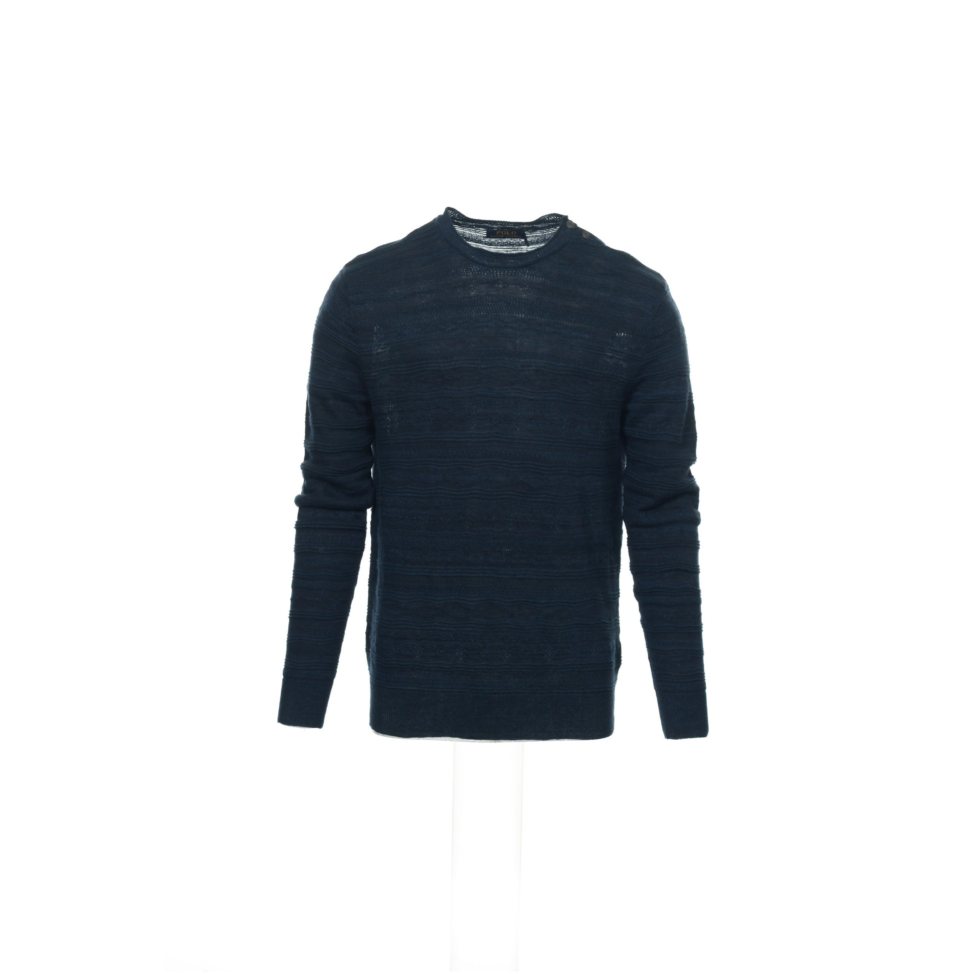 POLO by Ralph Lauren Men's Blue Striped Crew Neck Sweater