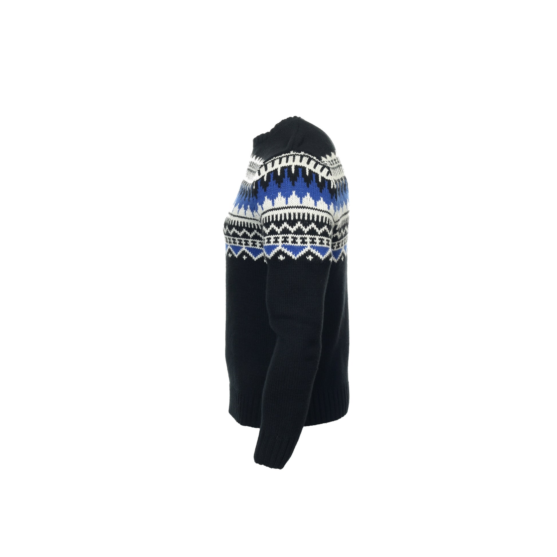 Polo by Ralph Lauren Mens Black Fair Isle Crew Neck Sweater