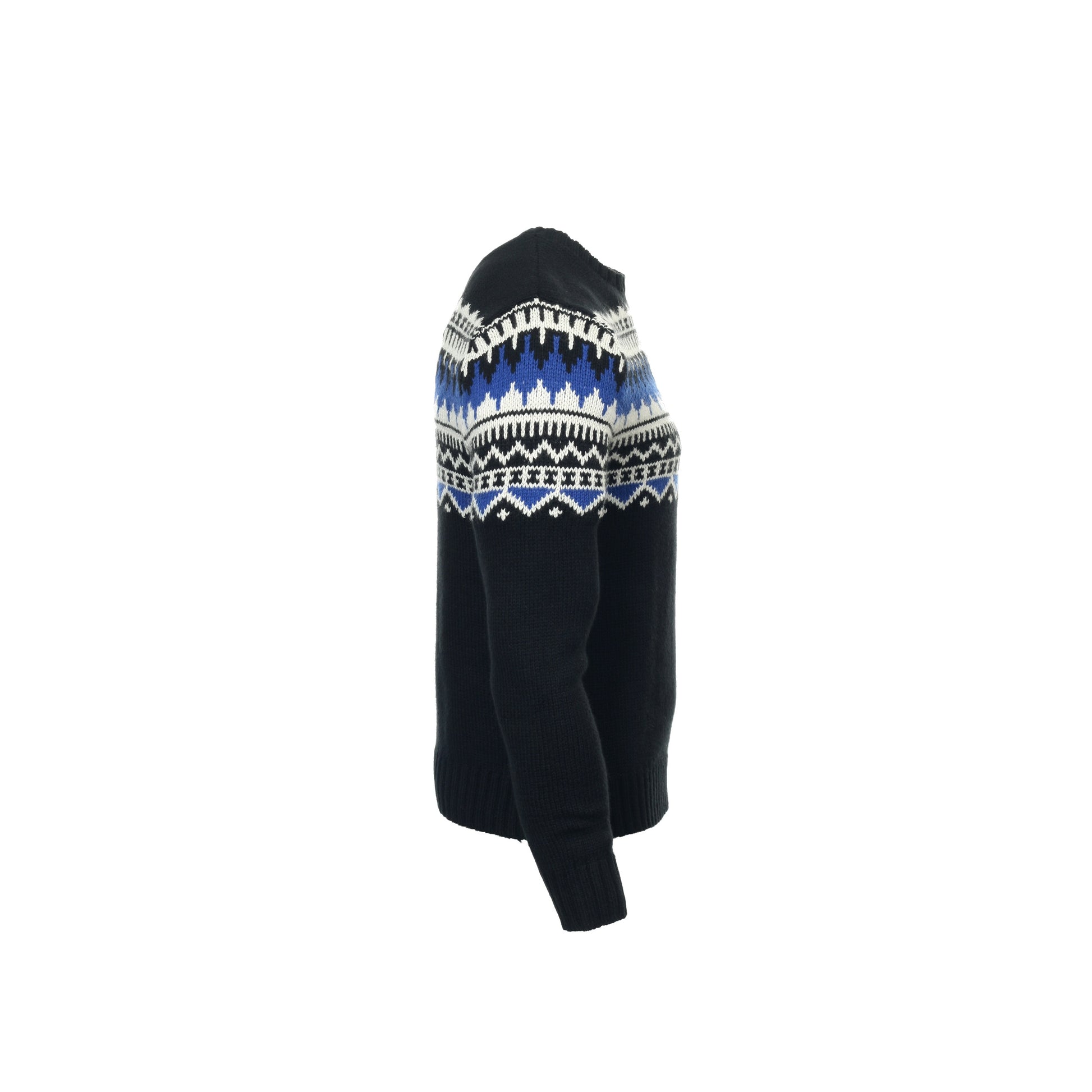 Polo by Ralph Lauren Mens Black Fair Isle Crew Neck Sweater