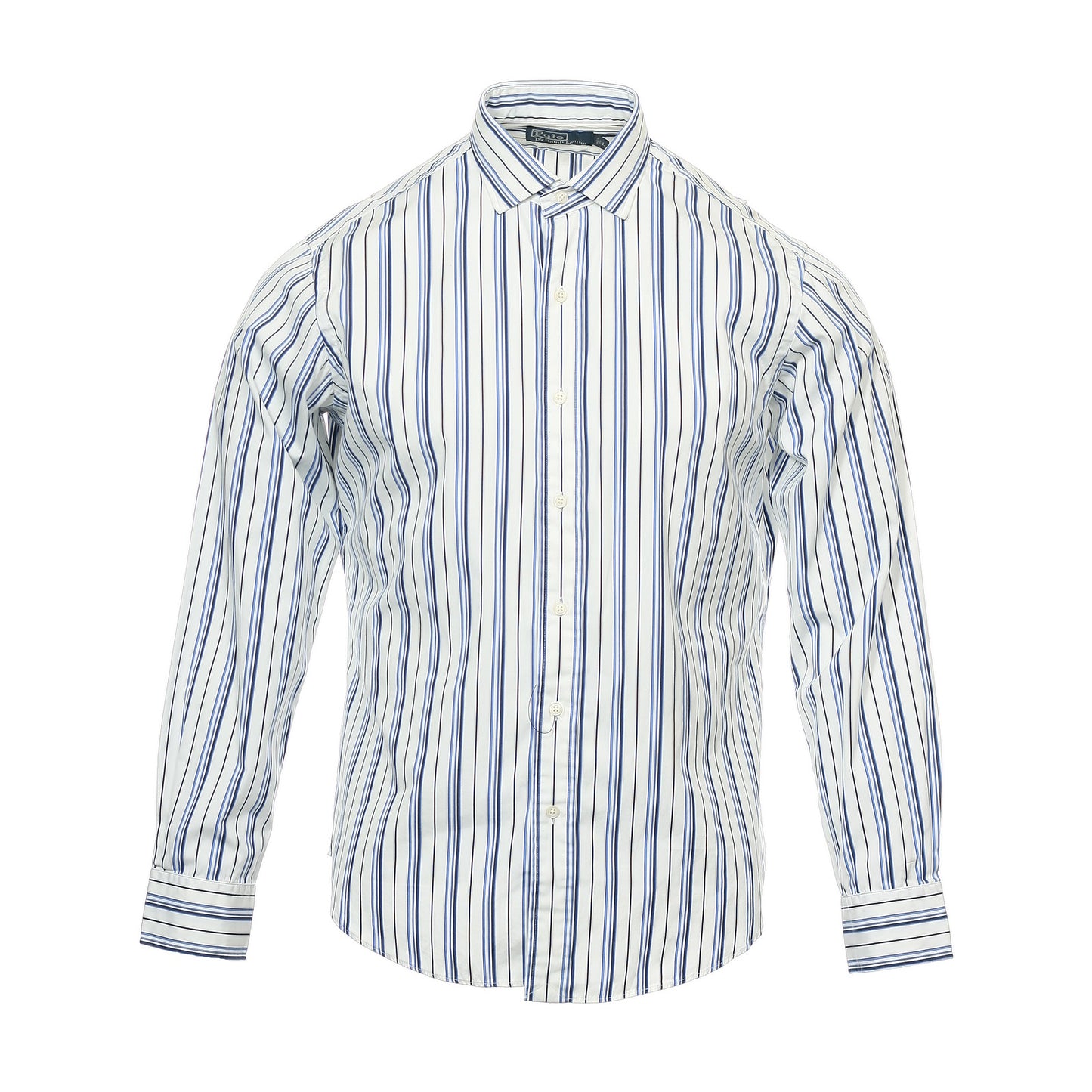 Polo Ralph Lauren Mens White/Blue Striped 100% Cotton Button Down Shirt