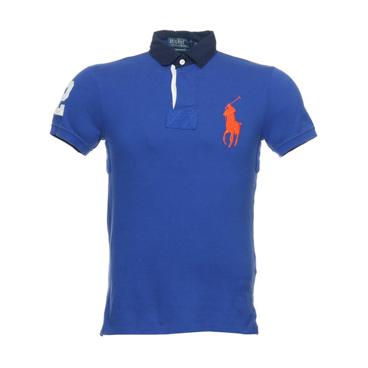 Polo Ralph Lauren Mens Blue Cotton Custom Fit Rugby Polo Shirt