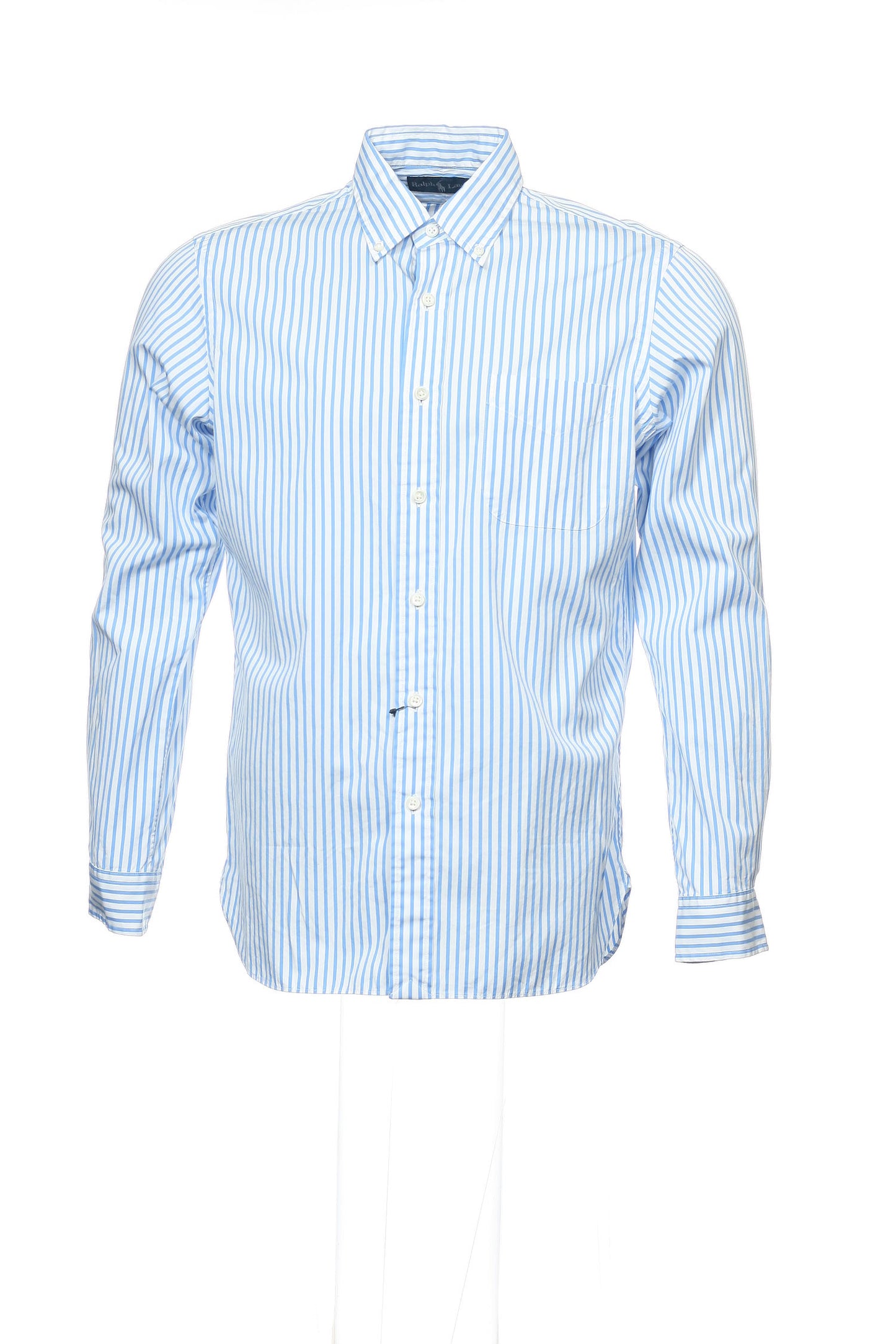 Polo by Ralph Lauren Men's Light Blue Vertical Striped Button Down Shirt