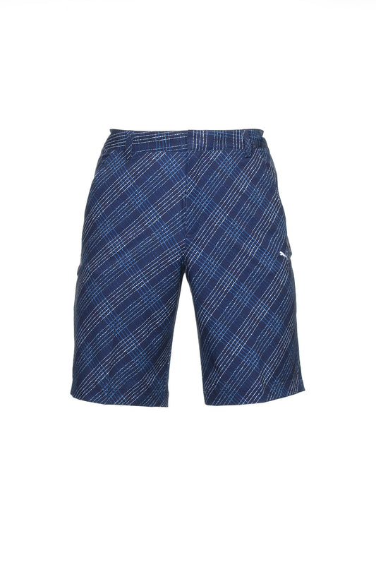 Puma 'Printed Plaid Short' Men's Blue Graphic Flat Front Walking Shorts