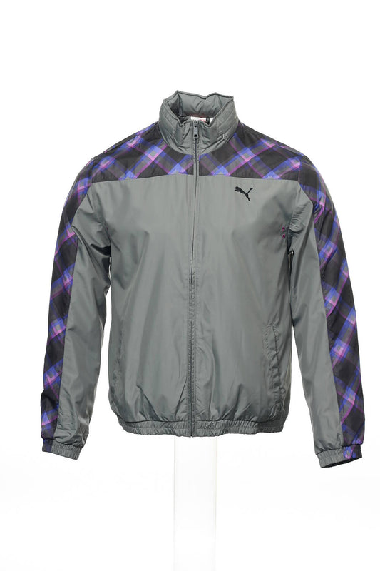 Puma Men's Gray Plaid Windbreaker