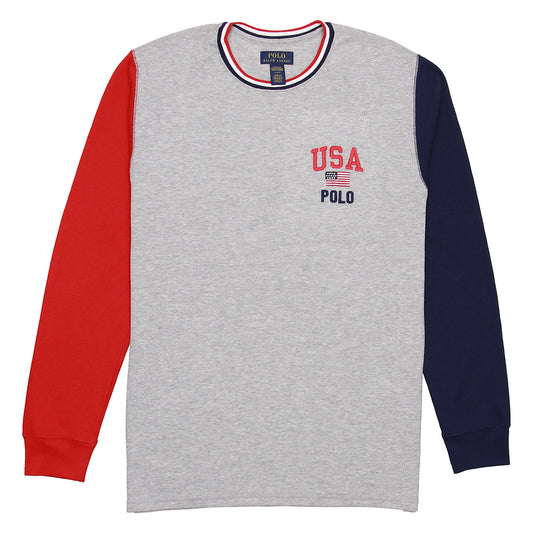 Polo Ralph Lauren Mens Gray Embroidered USA POLO Thermal Shirt