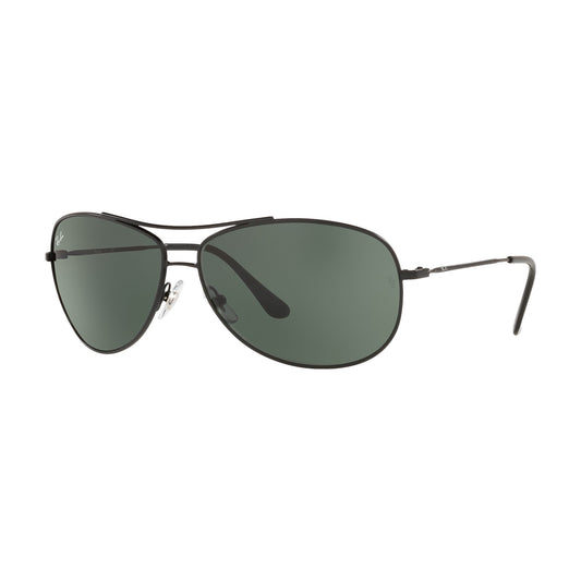 Ray-Ban RB3293 006/71 Pilot Sunglasses, Matte Black Frame, Green Lenses