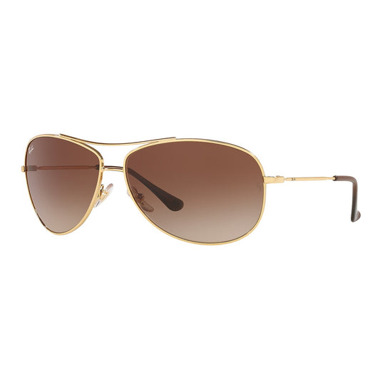 Ray Ban RB3293 Polished Gold Metallic Aviator Sunglasses Brown Lenses