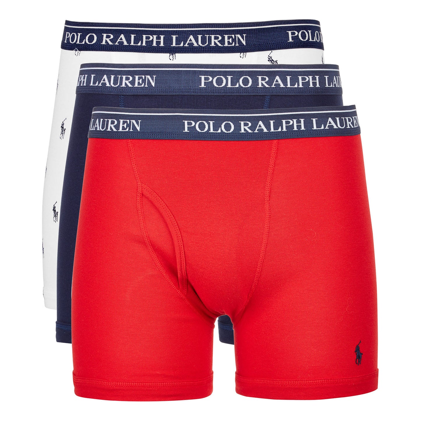 Polo Ralph Lauren Mens 3-Pack White/Black/Red Cotton Classic Boxer Briefs