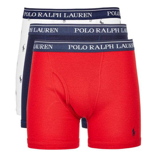 Polo Ralph Lauren Mens 3-Pack White/Black/Red Cotton Classic Boxer Briefs