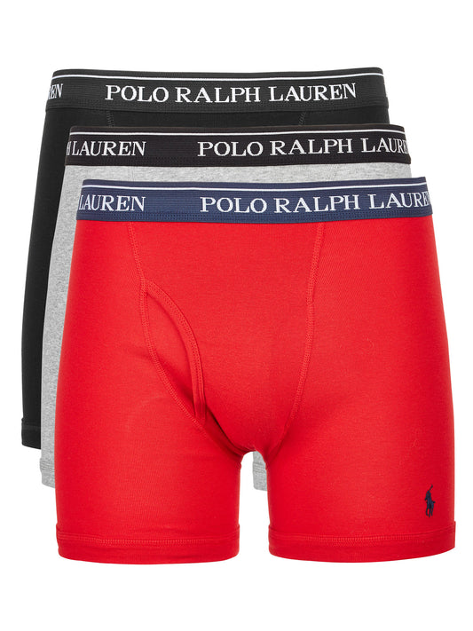 Polo Ralph Lauren Men's Cotton Boxer Briefs (Gray/Red/Black)