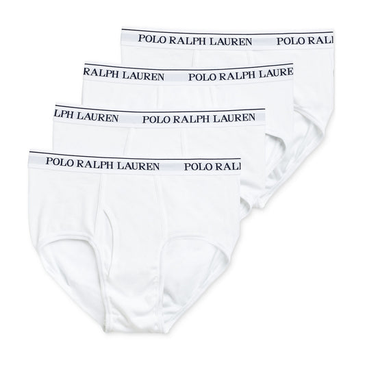 Polo Ralph Lauren Mens 4-Pack White Classic Fit Mid-Rise Briefs