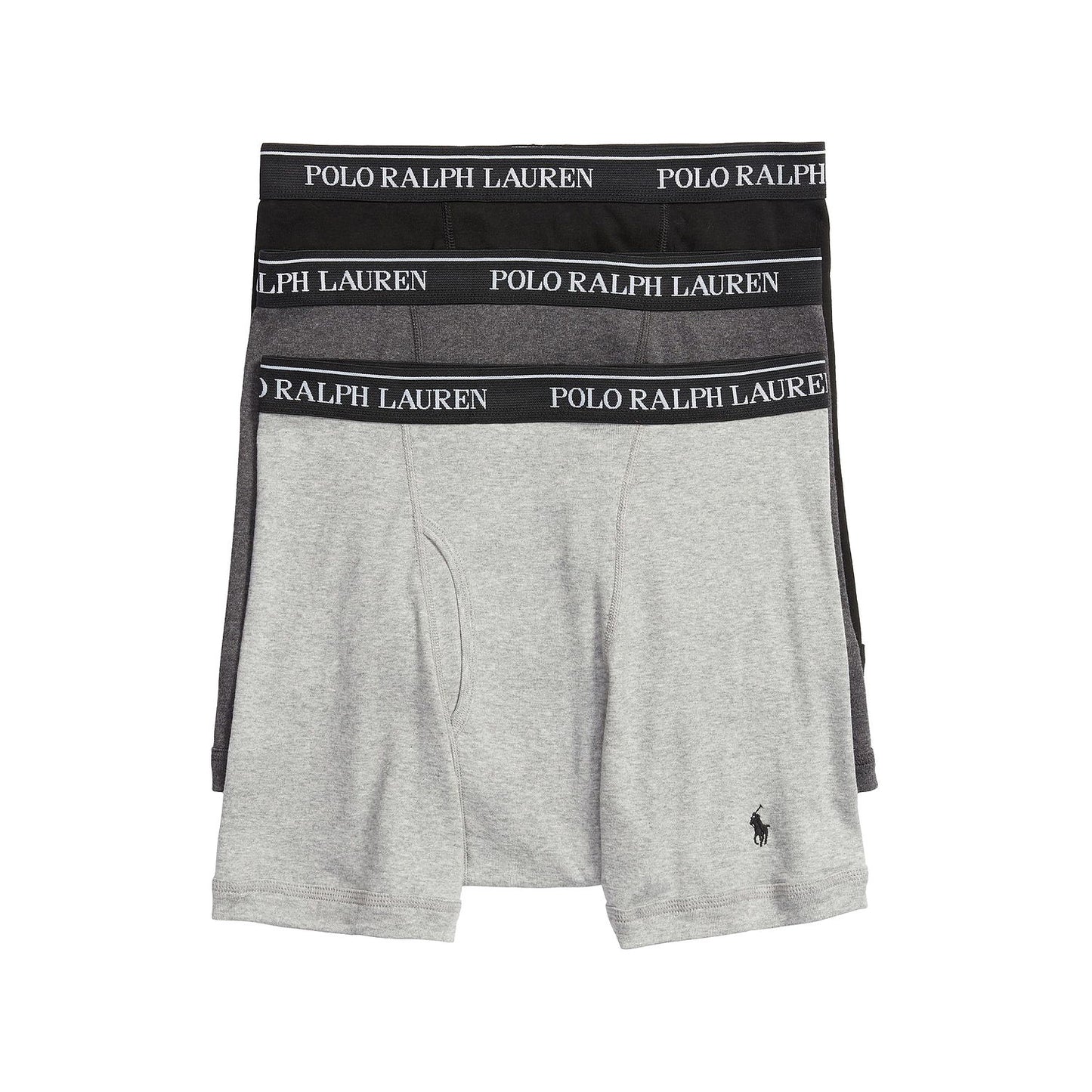 Polo Ralph Lauren Mens Grays/Black 3-Pack Classic Kint Cotton Boxers