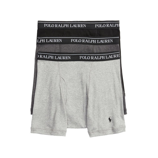 Polo Ralph Lauren Mens Grays/Black 3-Pack Classic Kint Cotton Boxers