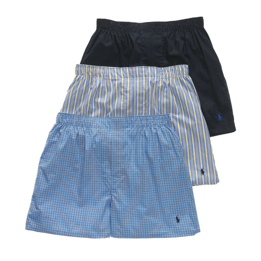 Polo Ralph Lauren Mens 3-Pk. White/Cannes/Jarvis Classic Woven Cotton Boxers