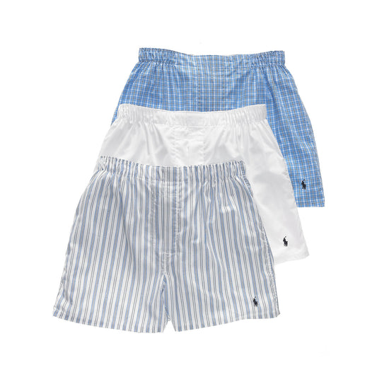 Polo Ralph Lauren Mens Cannes/Jarvis/White 3-Pk. Classic Woven Cotton Boxers