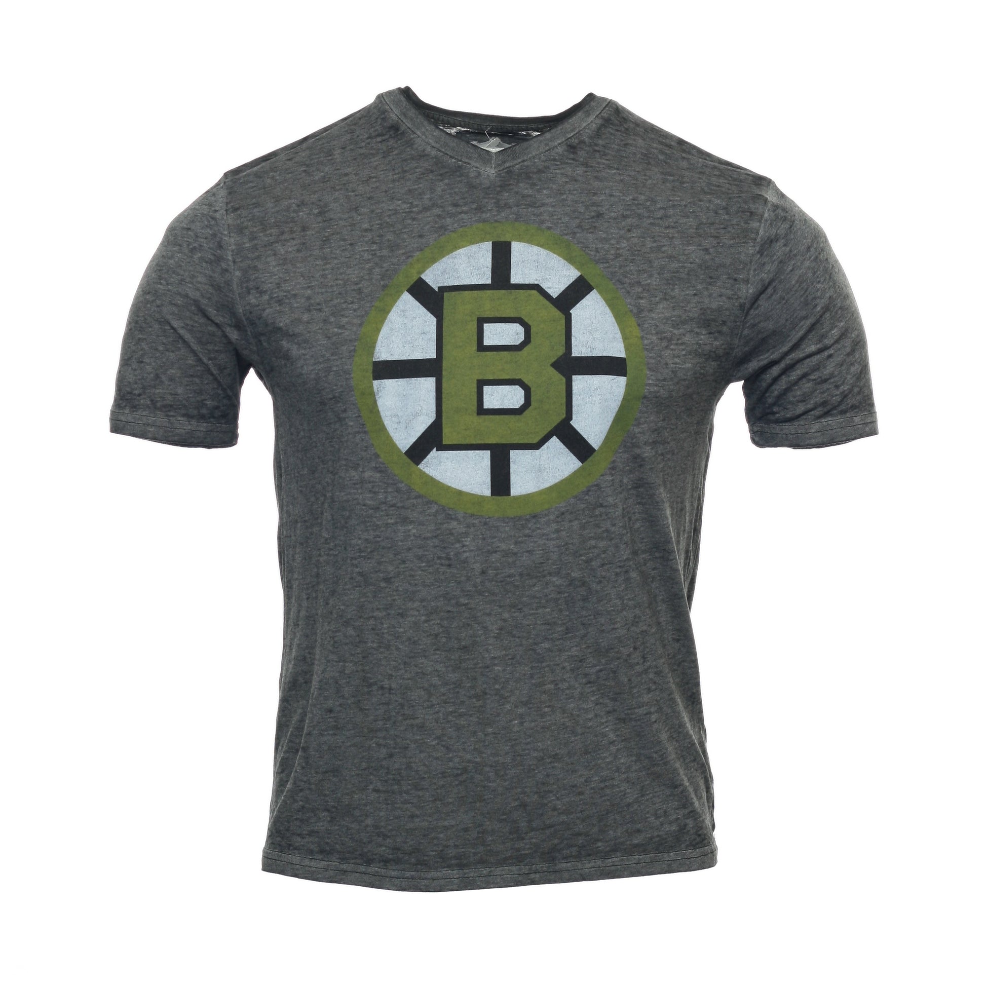 Red Jacket Mens Dark Gray Vintage NHL Boston Bruins V-Neck T-Shirt