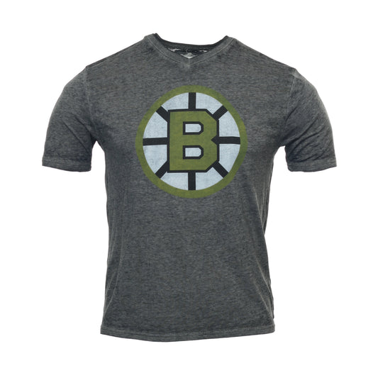 Red Jacket Mens Dark Gray Vintage NHL Boston Bruins V-Neck T-Shirt