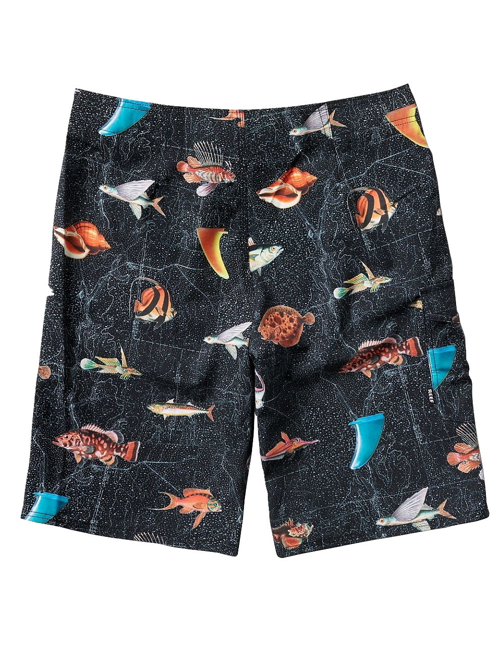 Reef 'Reef Bay' Men's Black Graphic 4 Way Stretch Board Shorts
