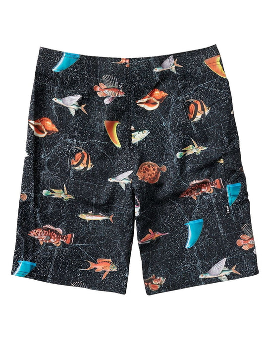 Reef 'Reef Bay' Men's Black Graphic 4 Way Stretch Board Shorts
