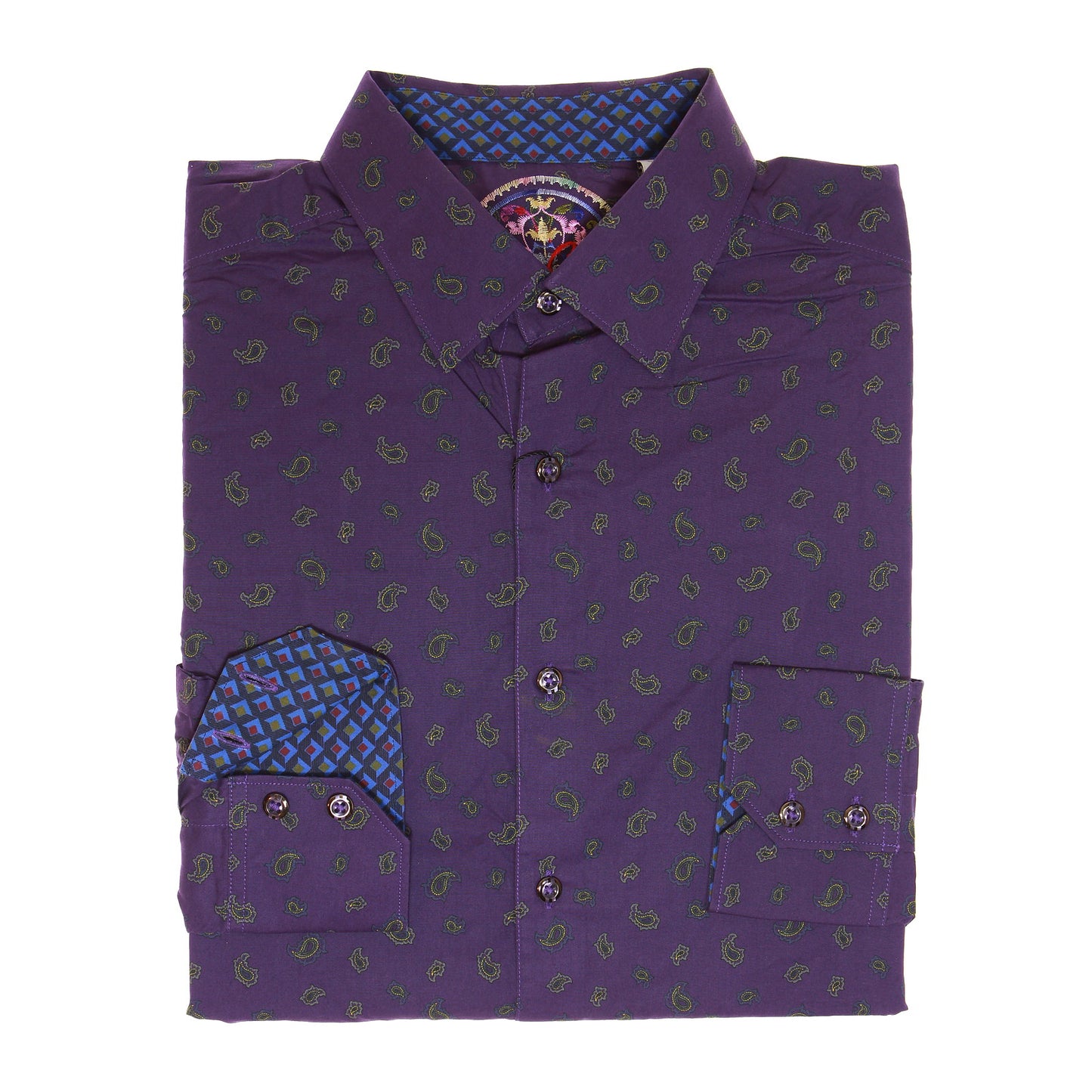 Robert Graham Mens Purple Paisley Classic Fit Cotton LS Button Down Shirt