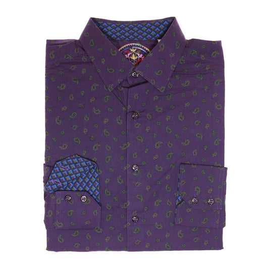 Robert Graham Mens Purple Paisley Classic Fit Cotton LS Button Down Shirt