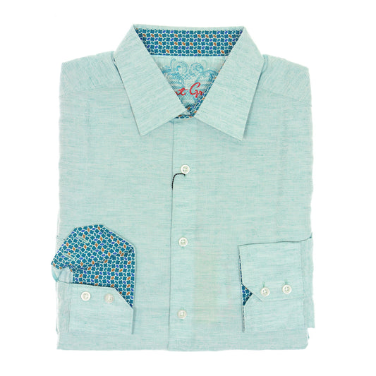 Robert Graham Mens Jade Floral Classic Fit Linen Button Down Shirt