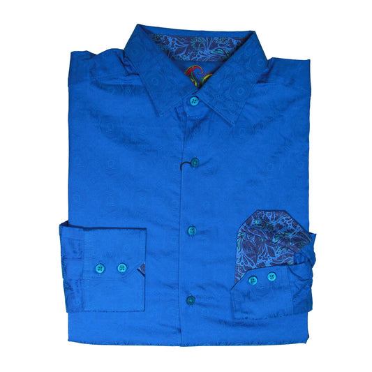 Robert Graham Mens Blue Variegated Classic Fit LS Button Down Shirt