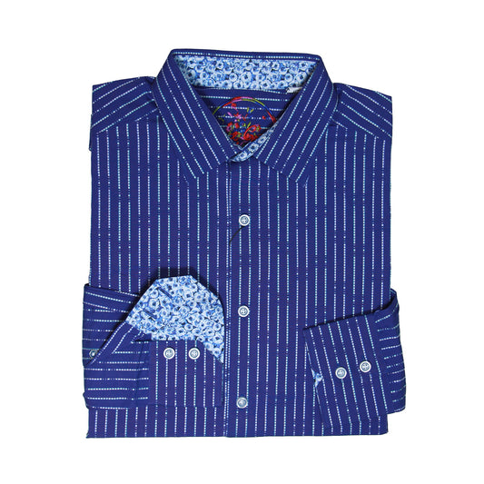 Robert Graham Mens Dark Purple Striped Classic Fit Button Down Shirt