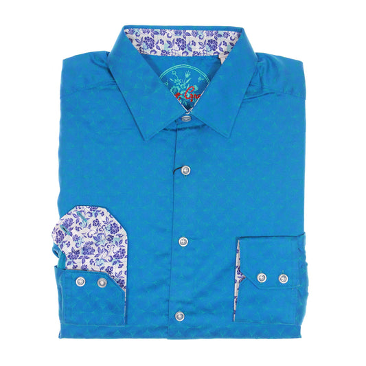 Robert Graham Mens Moonstone Damask Jacquard Cotton Button Down Shirt