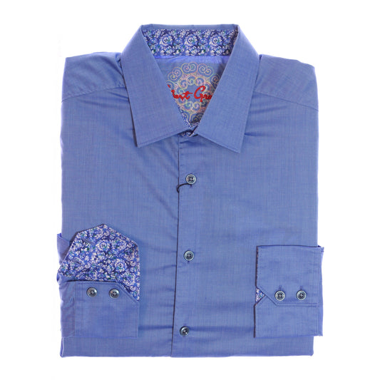 Robert Graham Mens Blue Cotton Classic Fit Button Down Sport Shirt