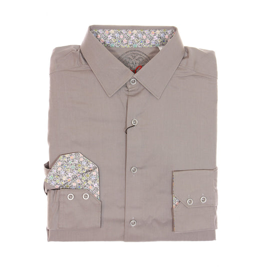 Robert Graham Mens Taupe Cotton Classic Fit Button Down Sport Shirt