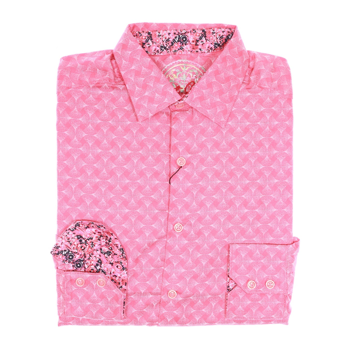 Robert Graham Mens Pink Variegated Cotton Button Down Sport Shirt