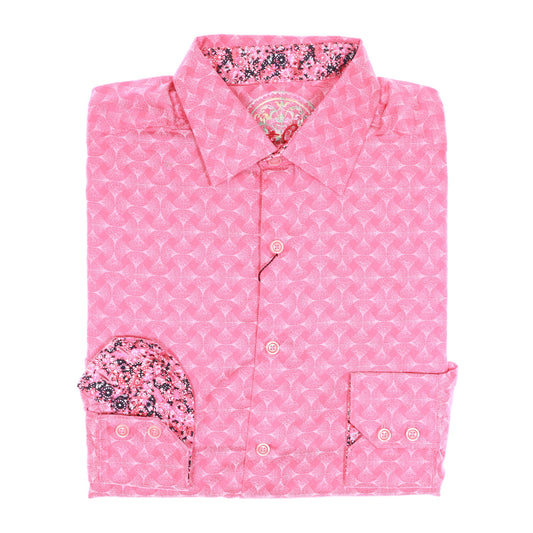 Robert Graham Mens Pink Variegated Cotton Button Down Sport Shirt