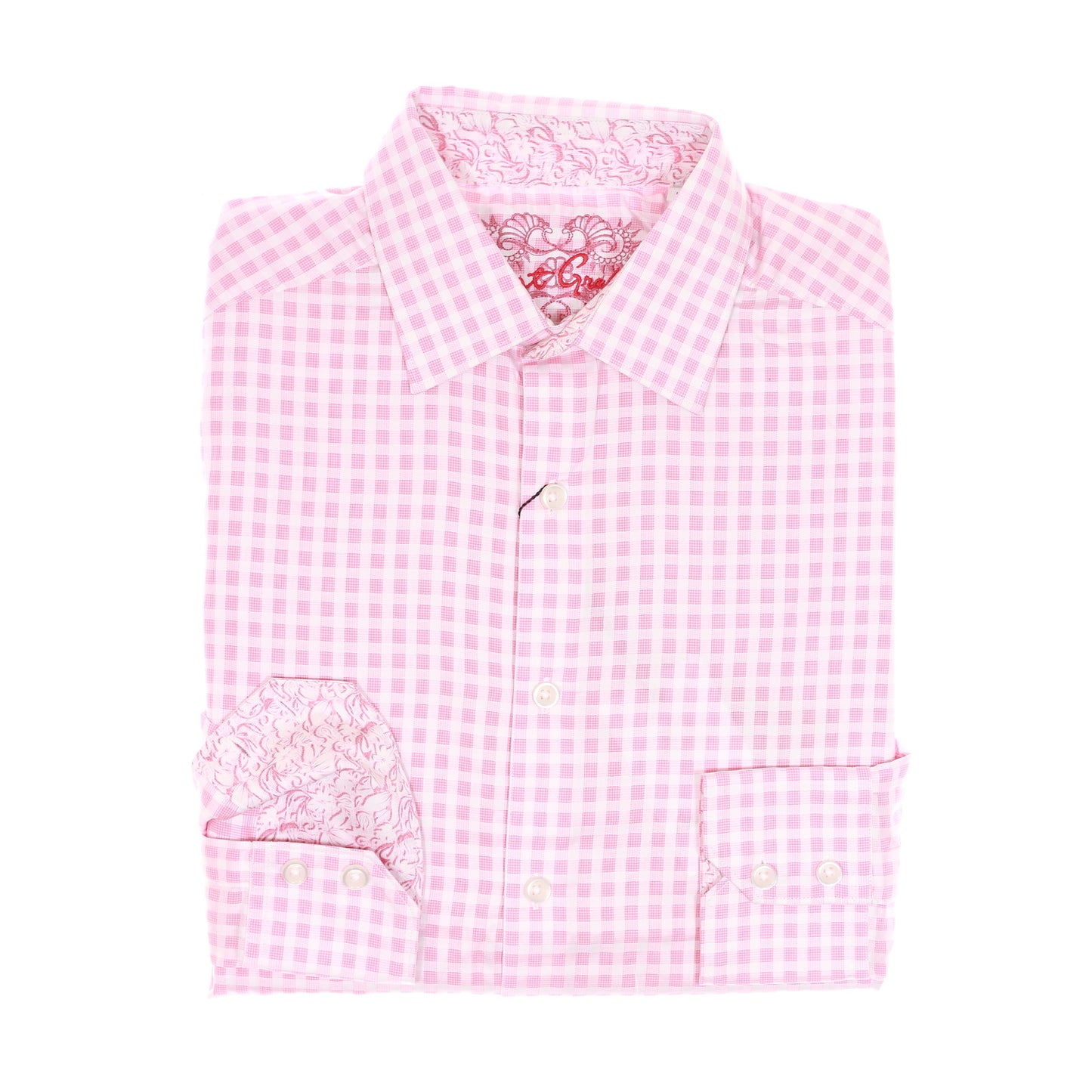 Robert Graham Mens Pink Checked Classic Fit Button Down Sport Shirt