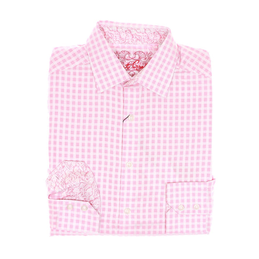 Robert Graham Mens Pink Checked Classic Fit Button Down Sport Shirt