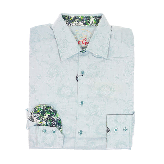 Robert Graham Mens Light Blue Floral Classic Fit Button Down Sport Shirt