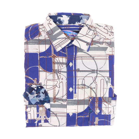 Robert Graham Mens Abstract Print Cotton Button Down Sport Shirt