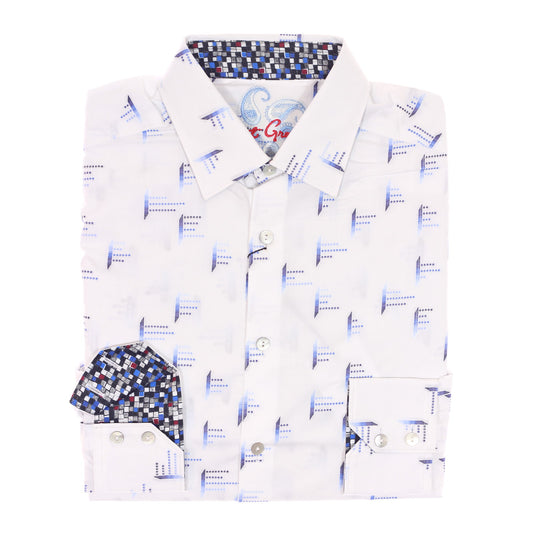 Robert Graham Mens White Cotton Button Down Spot Shirt