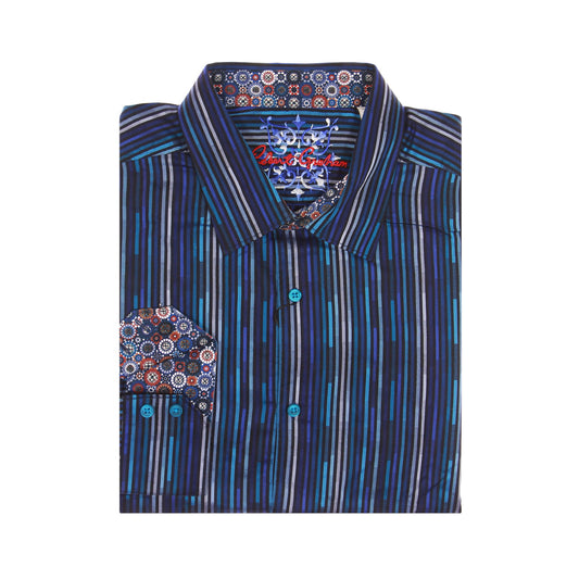 Robert Graham Mens Multi Striped Classic Fit Cotton Button Down Shirt