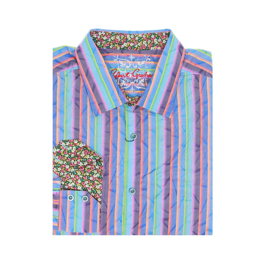 Robert Graham Mens Multi-Color Confetti Striped Button Down Shirt